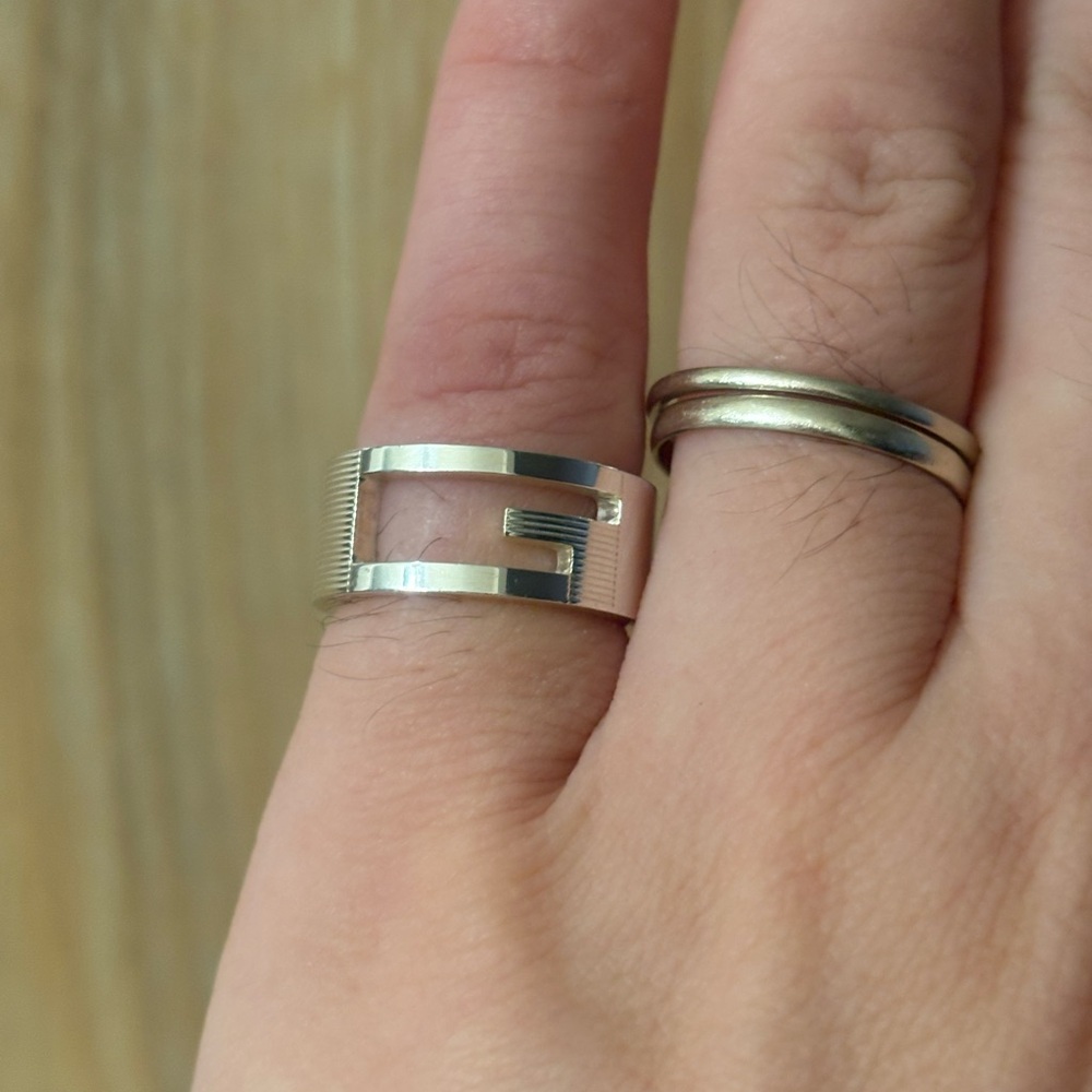 Auth Gucci 925 sterling silver G Logo ring size 4.5 MINT
